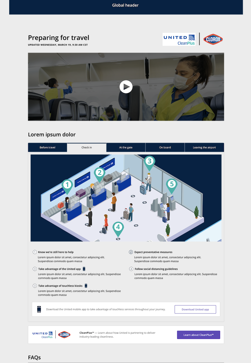 High fidelity concept for the ready to fly content page. (Design Credit: K. Halverson, G. Cianelli)