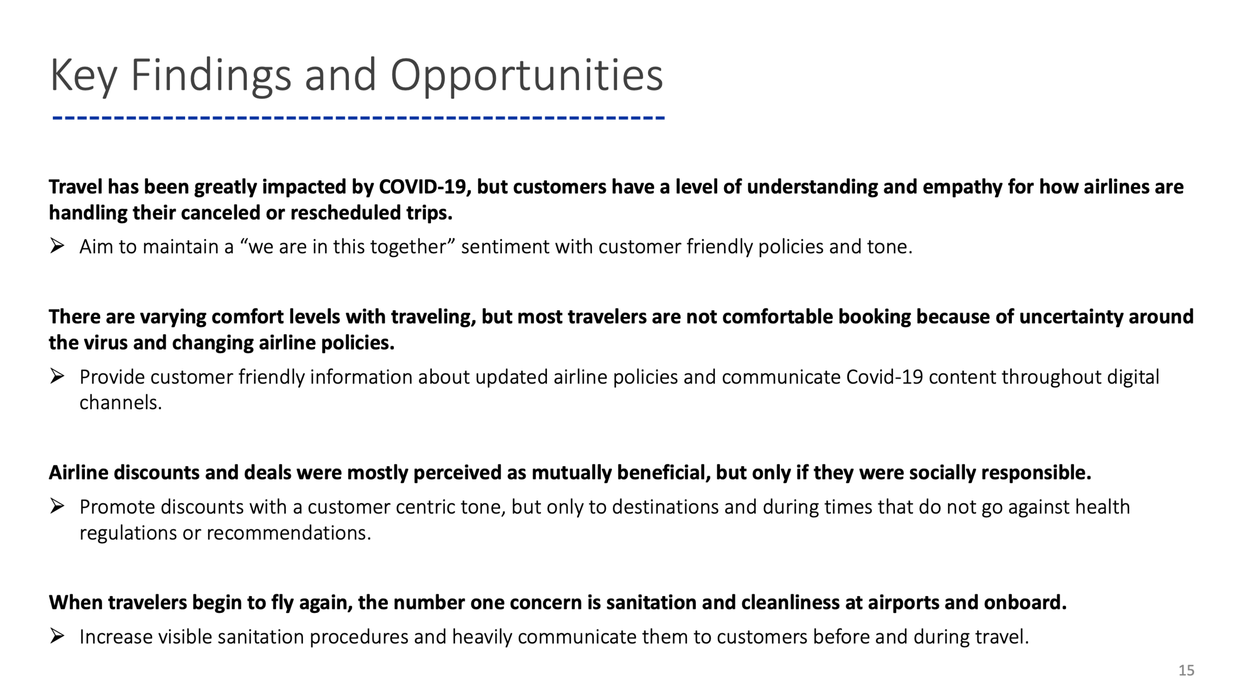 Prior to kicking off ideation sessions, I had our research team launch a remote study to better understand how customers felt about airline travel. (Research Credit: B. Abo)