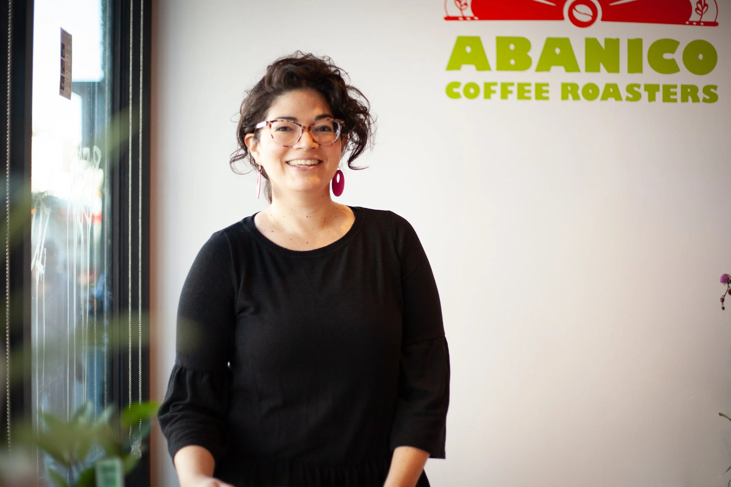 Ana Valle, founder of Abanico Coffee Roasters, at the San Francisco coffee shop.