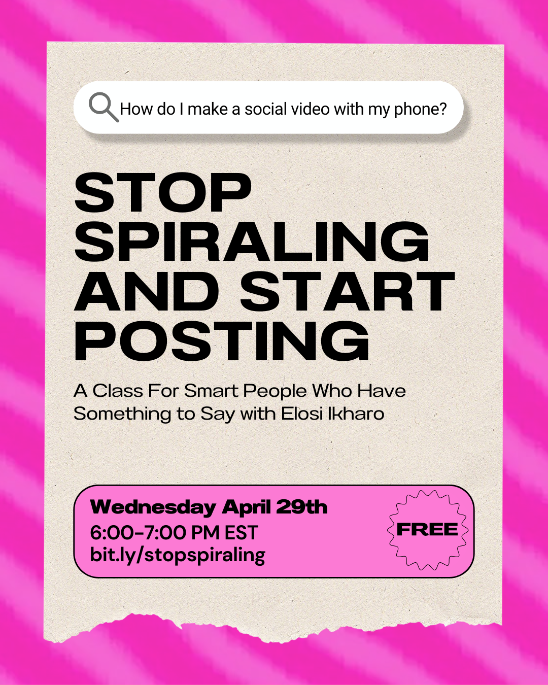 April 29: Stop Spiraling, Start Posting (General)
