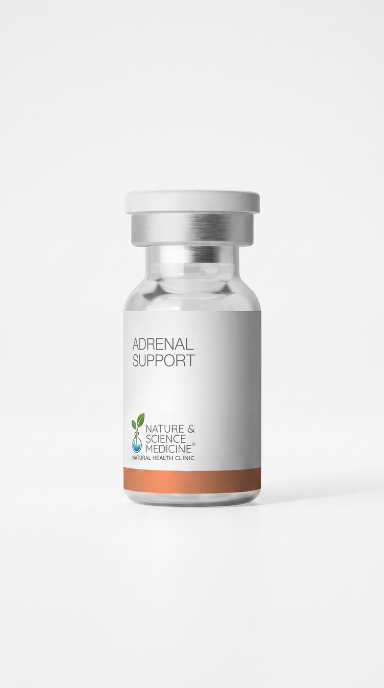 A Nature & Science Medicine Adrenal Support injection vial.