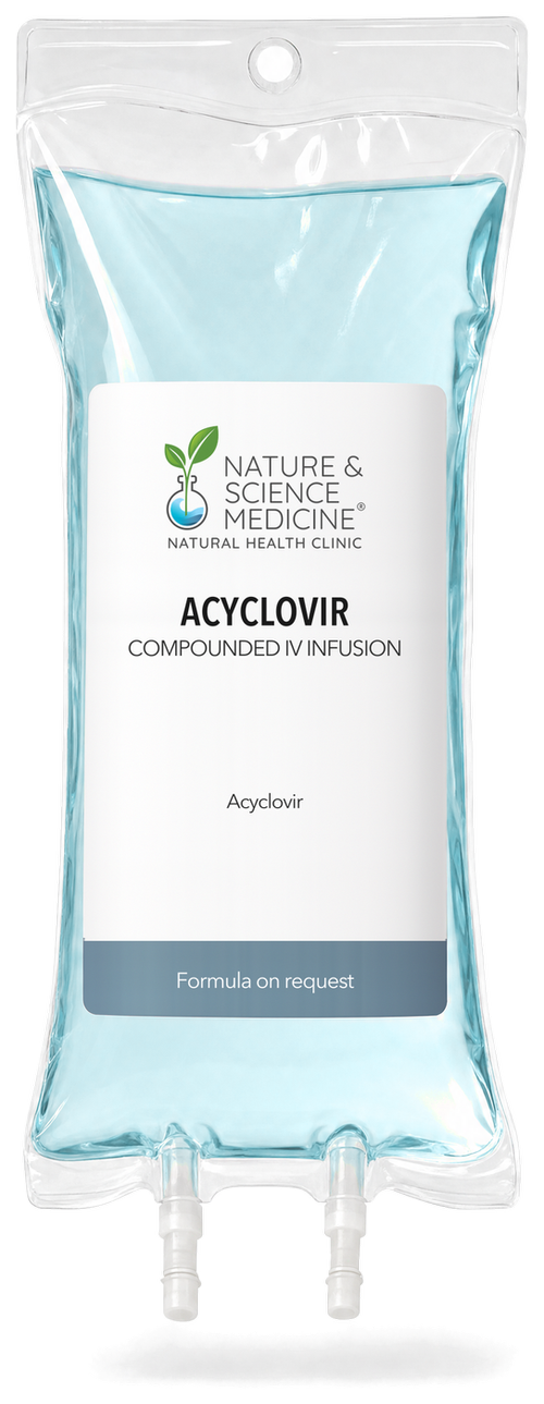 Acyclovir IV bag, compounded at Nature & Science Medicine