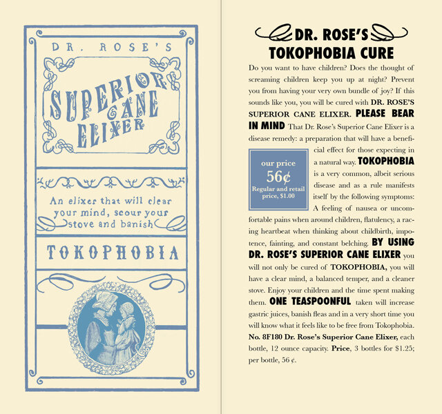 Spread promoting Dr. Rose's Superior Cane Elixer: An alleged cure for Tokophobia.