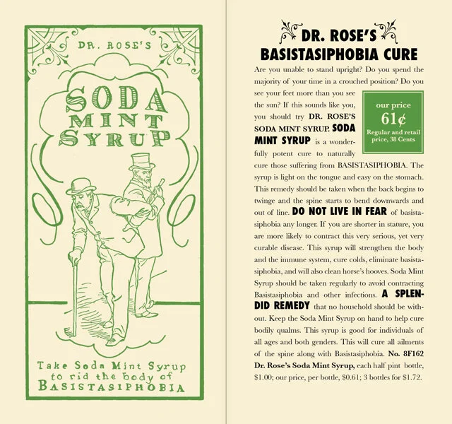 Spread promoting Dr. Rose's Soda Mind Syrup: An alleged cure for basistasiphobia.