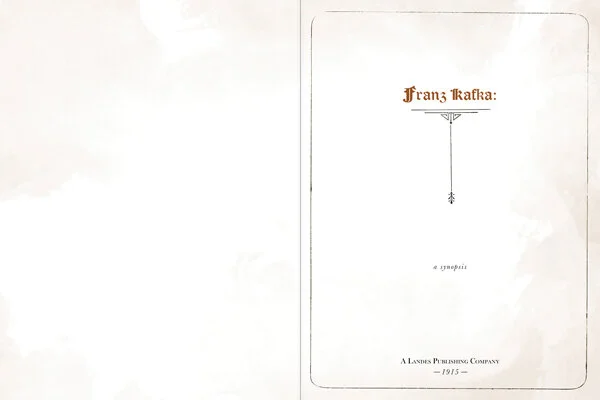 Black page on left and title page on right: Franz Kafka in center with publishing info below.