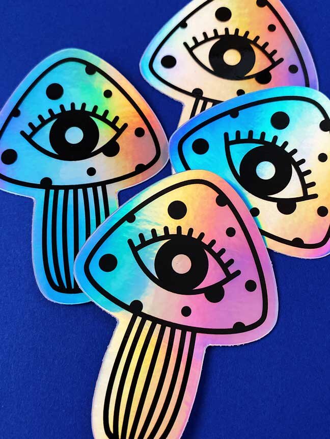 Holographic Shroom Sticker
