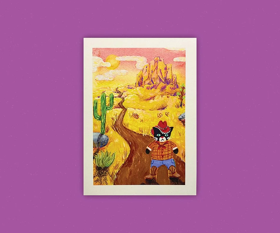 Cat Cowboy Print