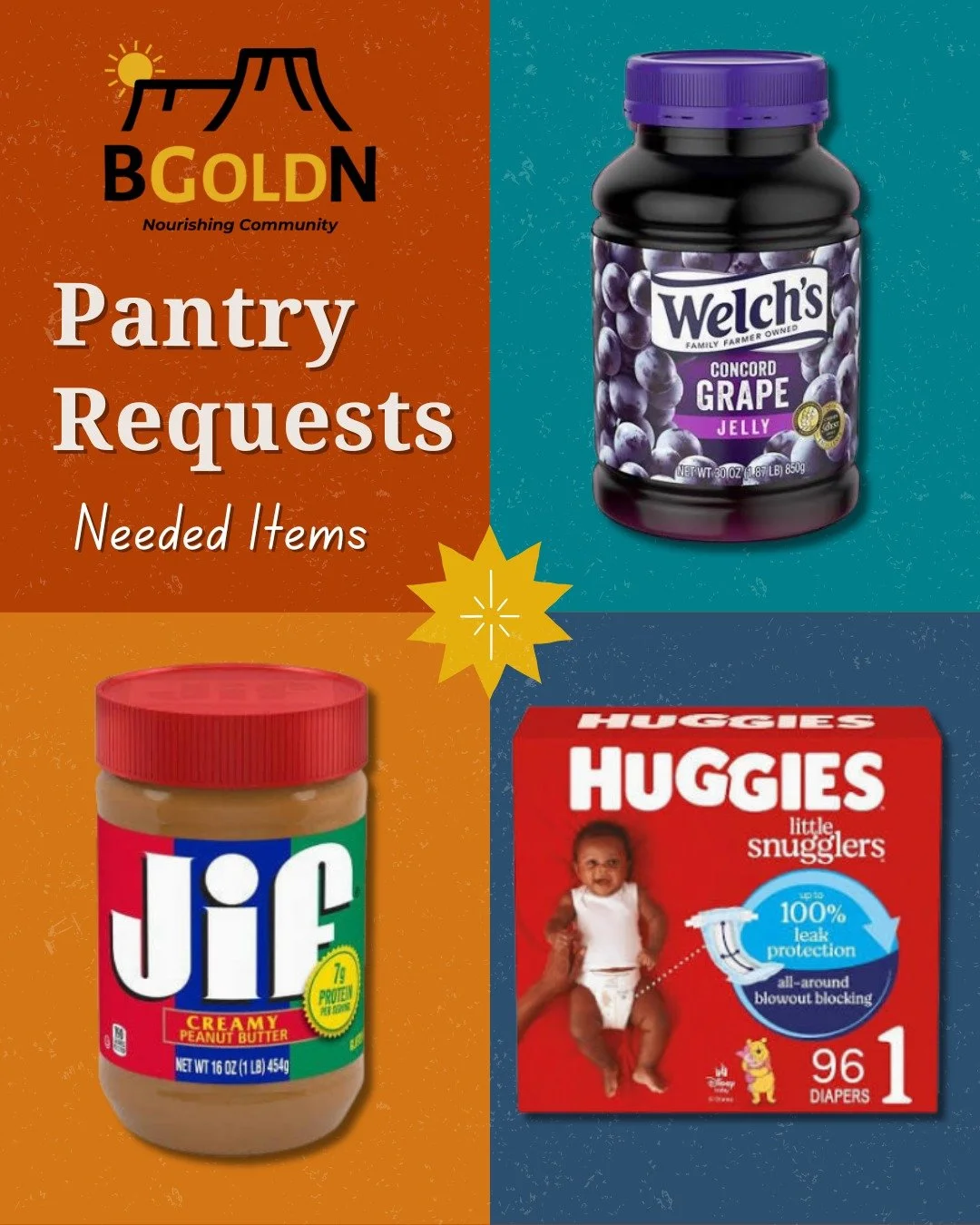 Help Needed! 🍲 Our Fresh Food Pantry is seeing more and more visitors each day. We need your support to keep our shelves stocked! 🛒 Most-needed items: 🧷 Diapers (all sizes) 🥜 Peanut Butter of any variety and size 🍇 Jelly of any flavor and size. 