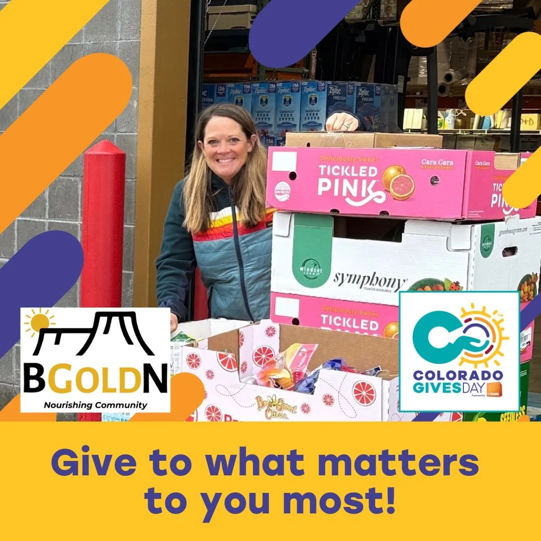 Tomorrow is Colorado Gives Day! 💛 Join BGOLDN in making a difference in our Golden community! Help us reach our goal of $65,000 to ensure every family has access to nutritious, affordable food. Your contribution will go directly towards supporting f