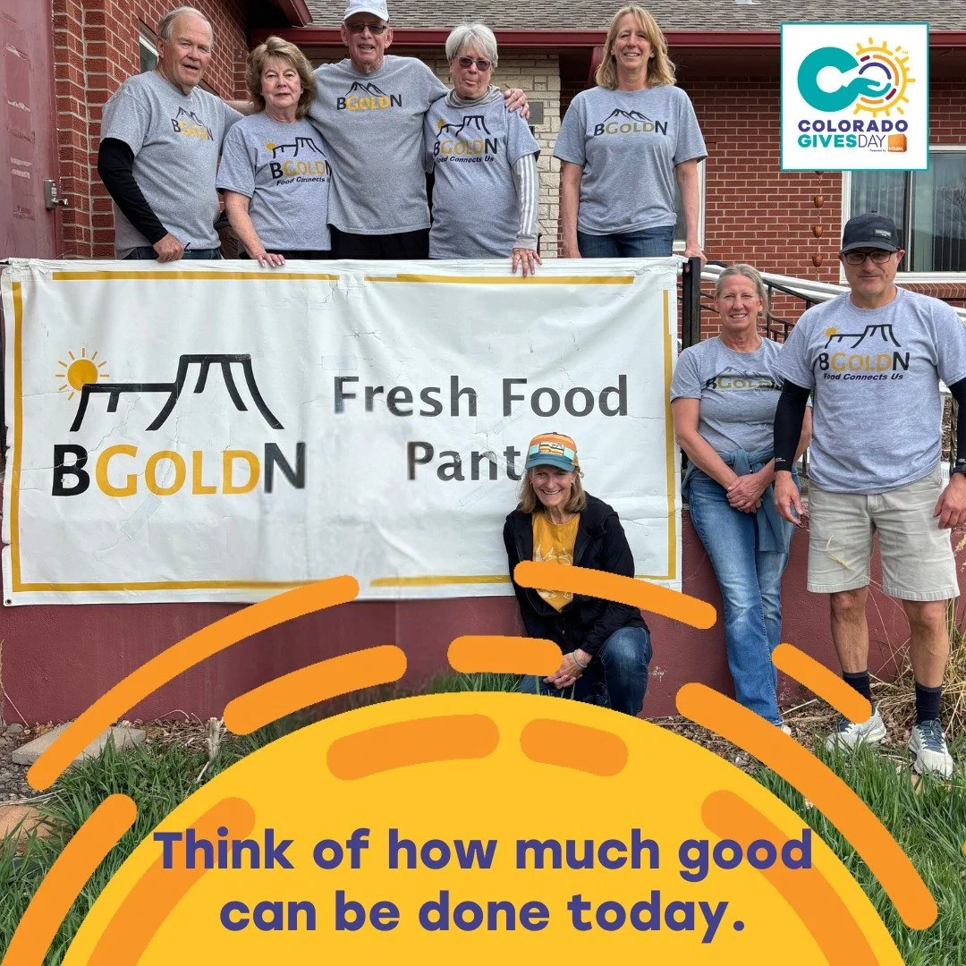 Imagine a Community Without Hunger! Today is the day! It's Colorado Gives Day, and BGOLDN is on a mission to make this vision a reality. 💛
Every donation brings us closer to ensuring every family in Golden has access to fresh, nutritious food. 🥕🍎 