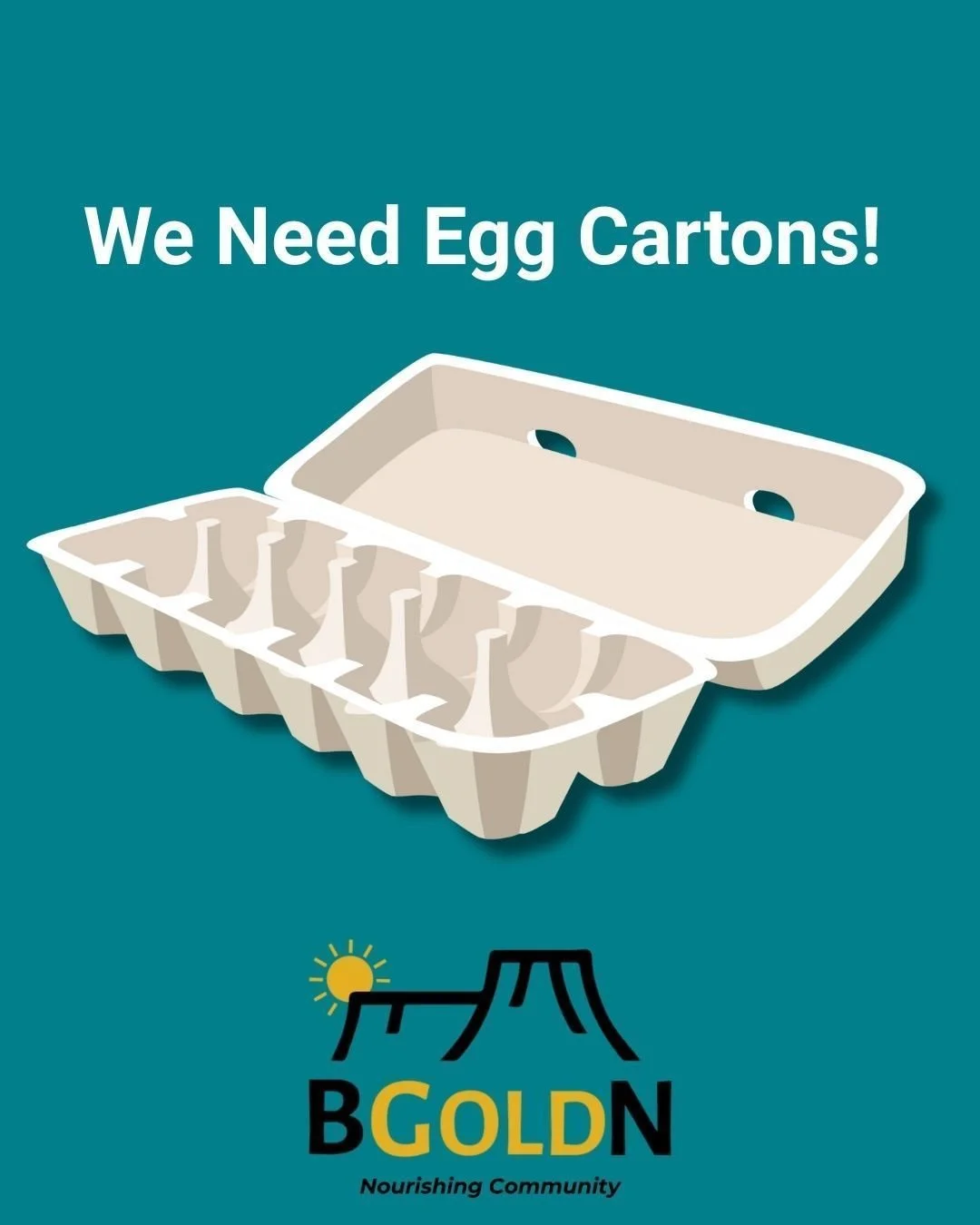 📢 We Need Your Help! 🥚💛

The BGOLDN Food Pantry is in need of donated egg cartons to help pack and distribute eggs to families in need. If you have any extra cartons lying around, please consider donating them to support our community! 🥚🙌

Your 