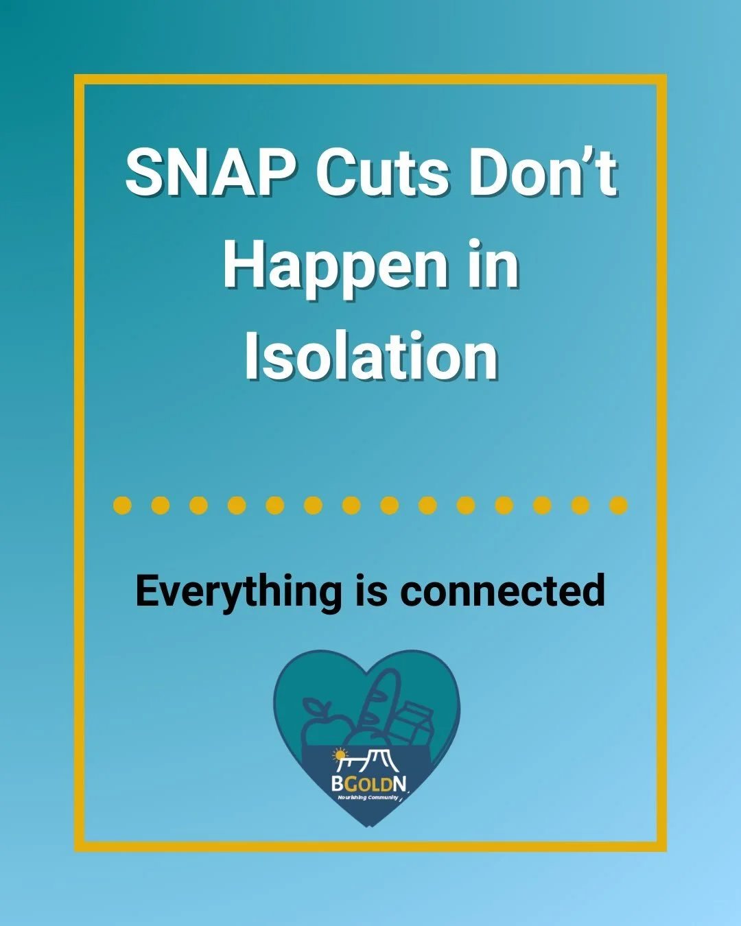 SNAP cuts will strain states, push more families into uncertainty, and increase need at food pantries. At BGOLDN, grocery deliveries now serve 42 households every week&mdash;double what we served just one year ago. As benefits change, more families a