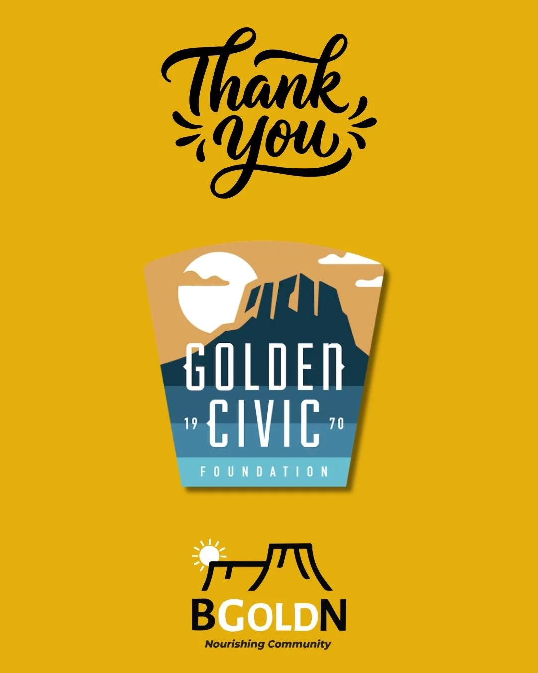 Thank you to the @goldencivicfoundation for all of their support of BGOLDN each year. BGOLDN is happy to announce that we are a recipient of their Community Impact Grant this Spring. Thank you Golden Civic Foundation!