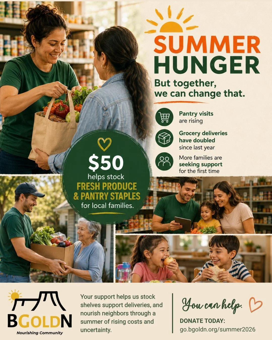 ☀️Summer hunger doesn&rsquo;t always look like empty shelves Sometimes it looks like:
🍎 Parents skipping meals so kids can eat
🧺 Families stretching groceries further each week
📦 First-time visits to a local pantry
💳 Uncertainty around changing f