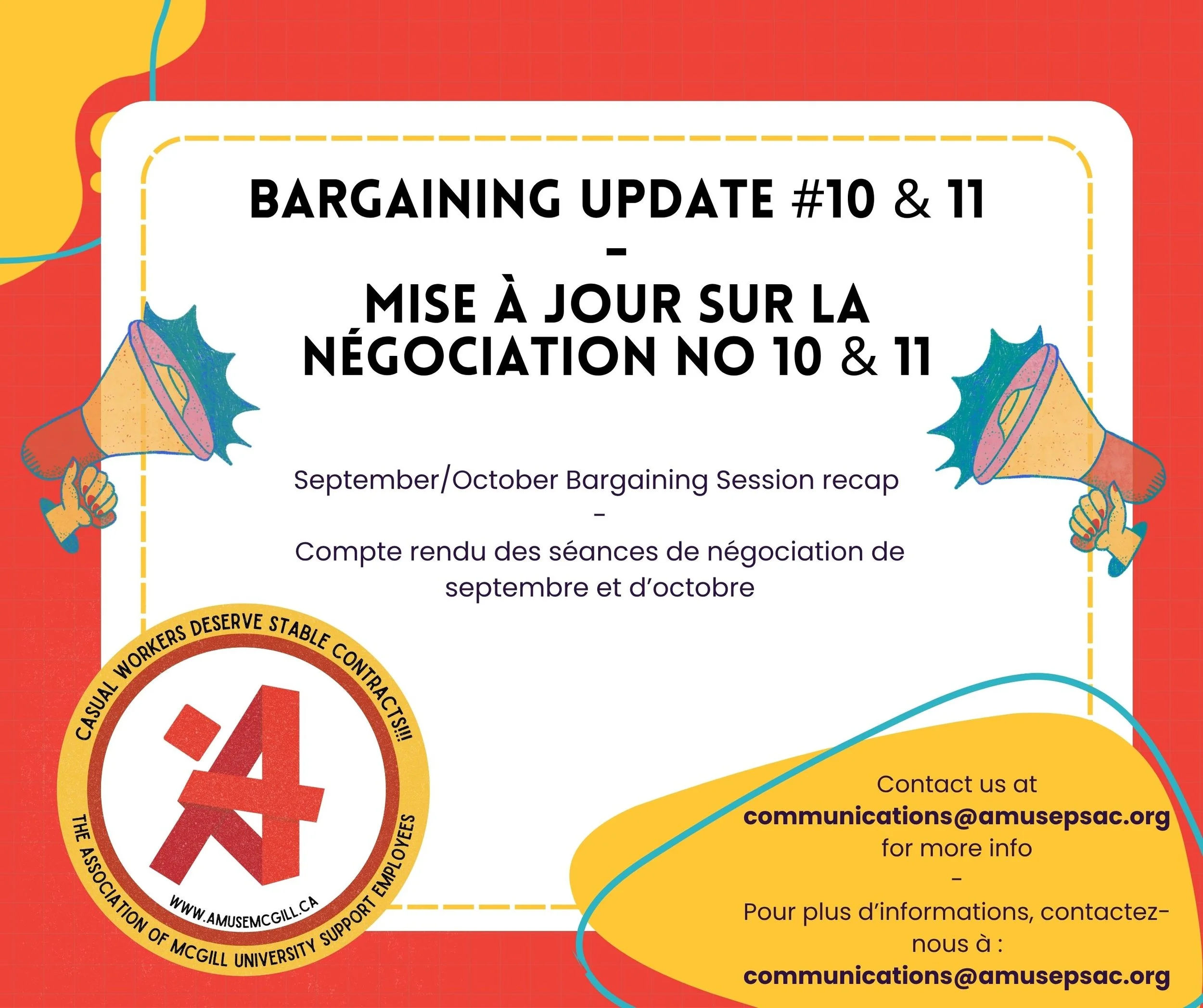 Bargaining Update #10 &amp; 11