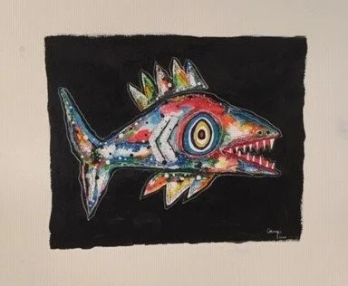 "Funny Fish" / 30x24 Unframed Only $400
Acrylic on 300# Heavy Watercolor Paper with natural edges