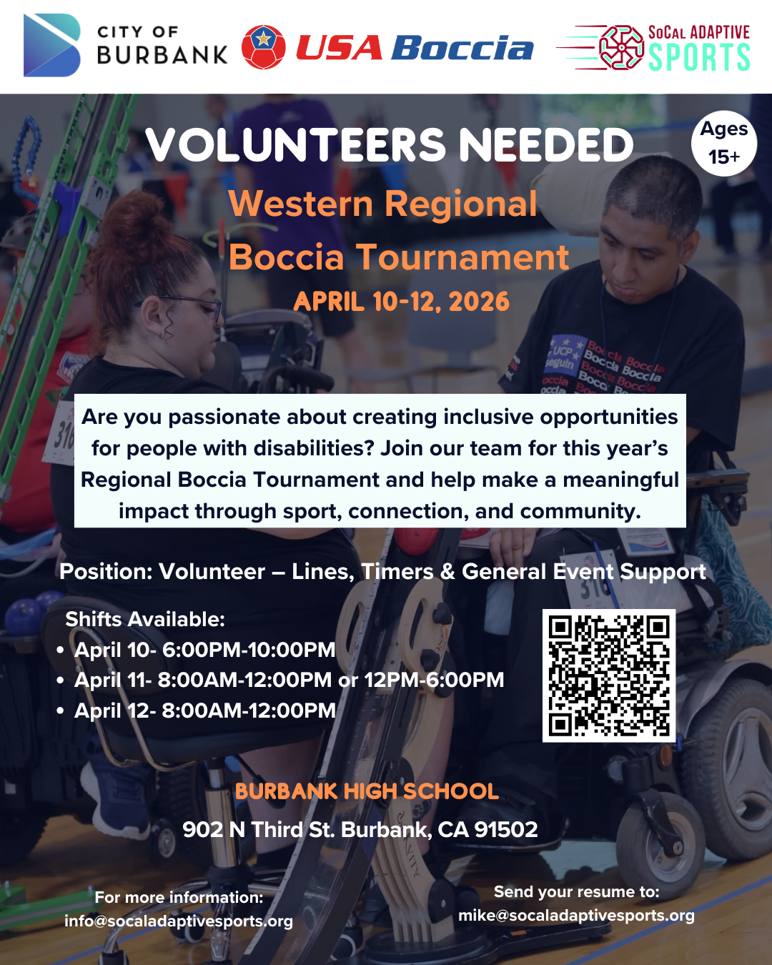 Western Regional Boccia Tournament 2026 Volunteers