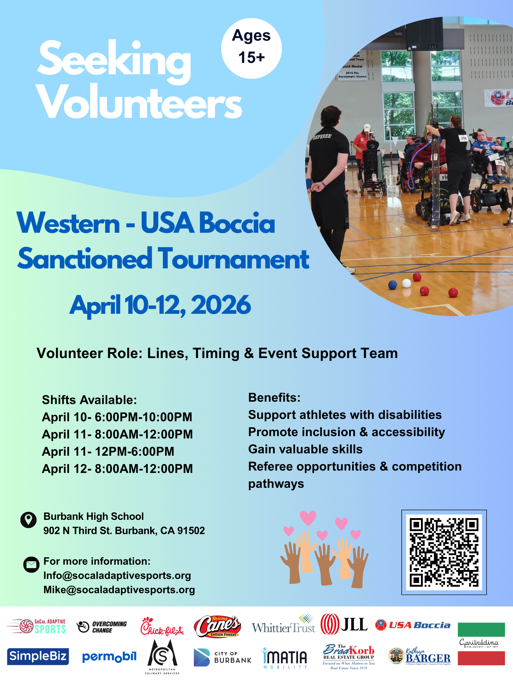 Western Regional Boccia Tournament 2026 Volunteers