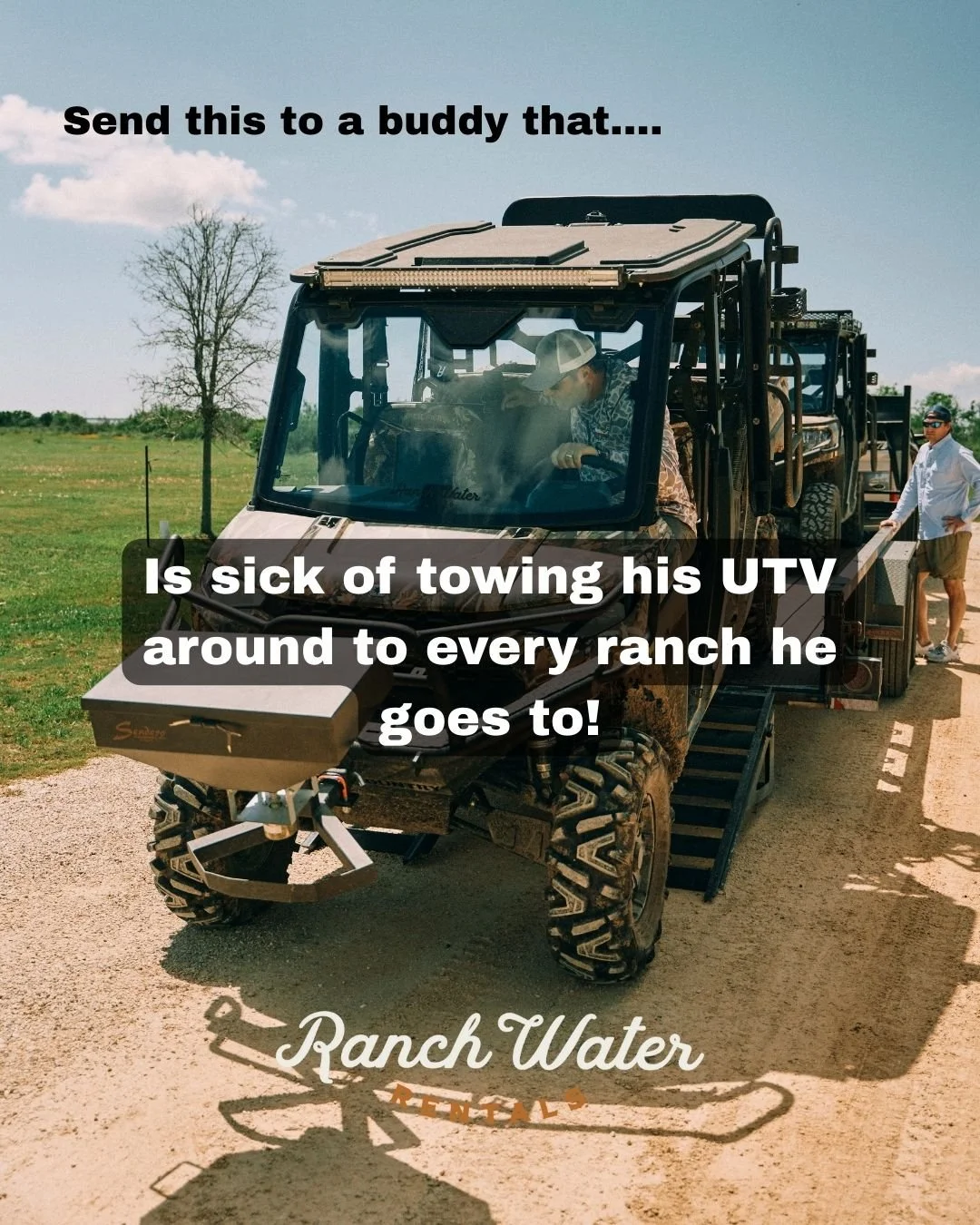 Tag your buddy in the comments that is terrible at towing his UTV!

The Ranch Water process is designed to make UTV recreation seemless!

#RanchWaterRentals #WhyRanchWater?
