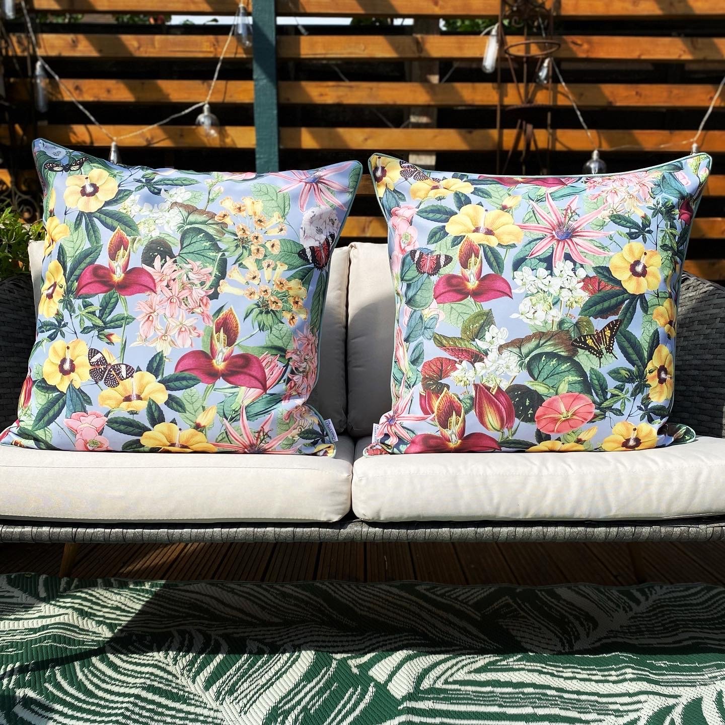 Blue Cushion covers with flowers