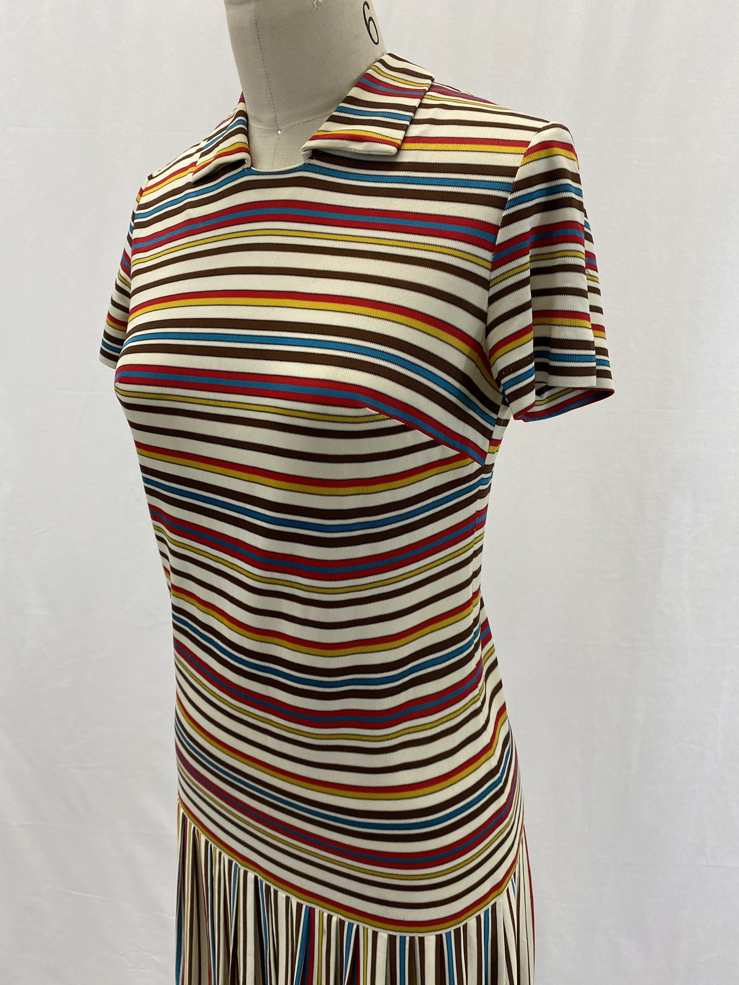 Women's 1970's Multicolored Striped Dress