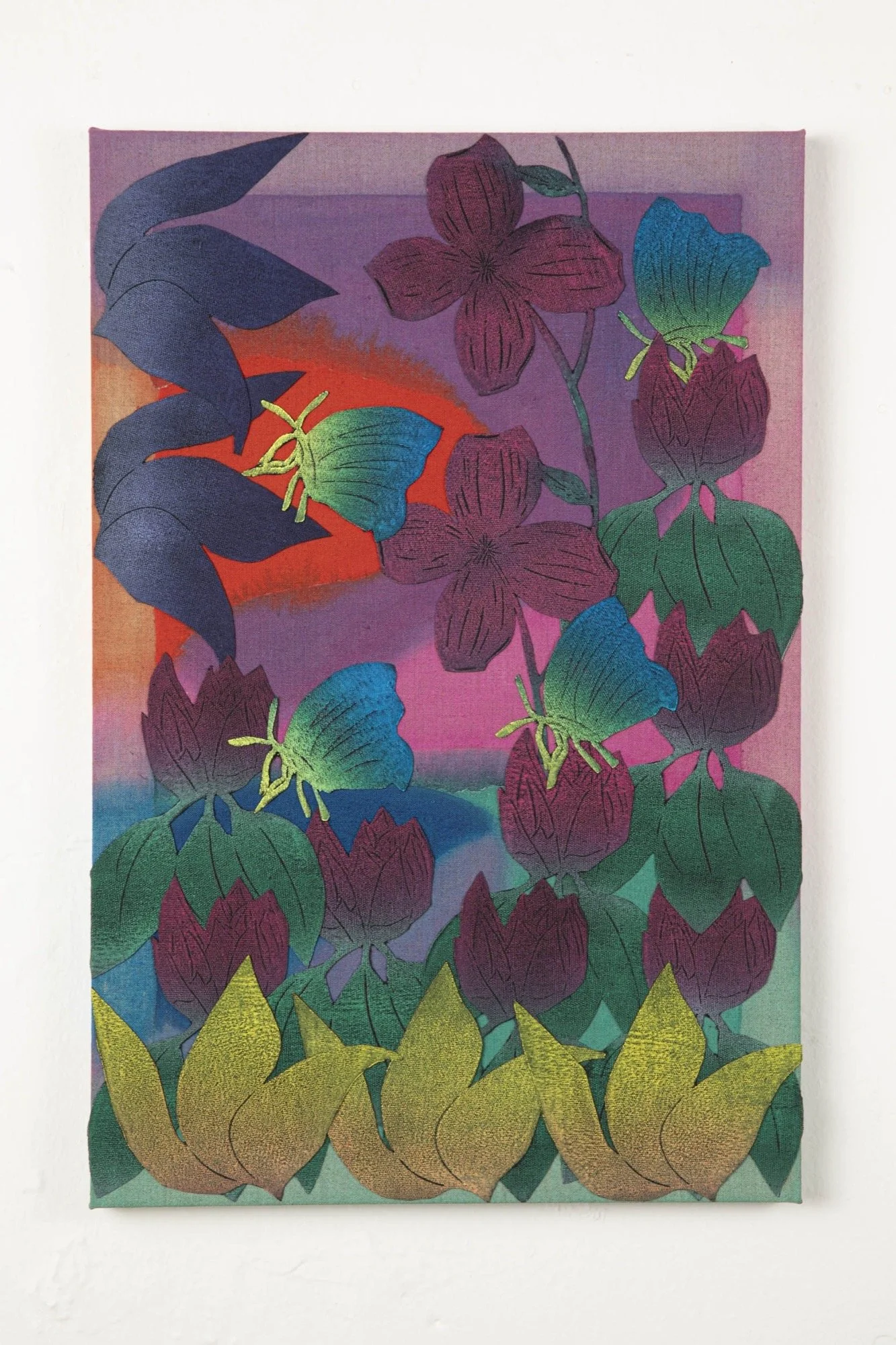 Yanira Vissepó 
 Lake Eden Makes Me Feel , 2026 
Acrylic, oil relief on raw linen  
24 x 16 in (61 x 40.6 cm)