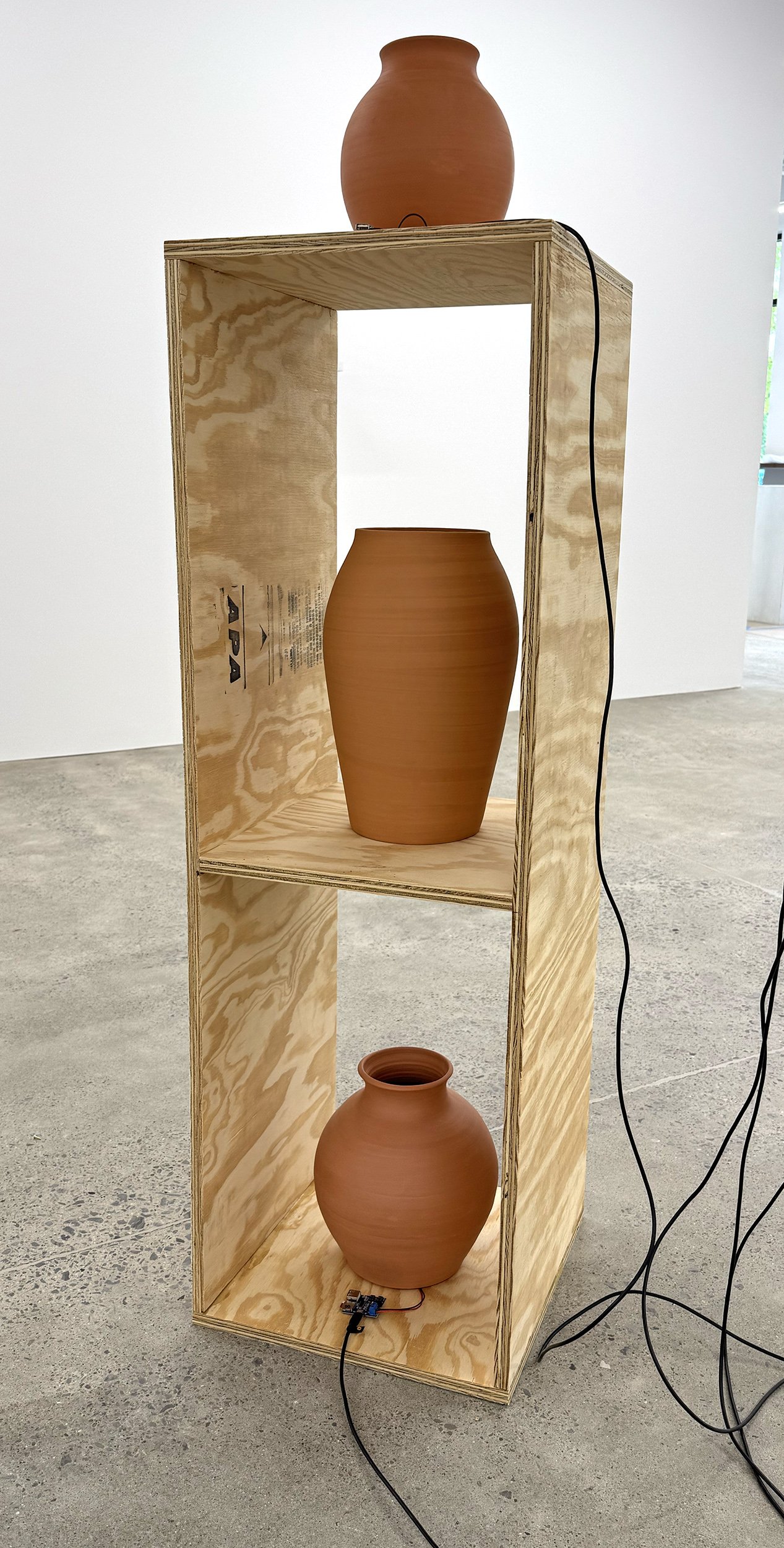 Raheleh Filsoofi
The Excerpts of the Earth , 2025
Ceramics, plywood, wires and speakers
59 x 16 x 16 in (149.9 x 40.6 x 40.6 cm)
IN9490