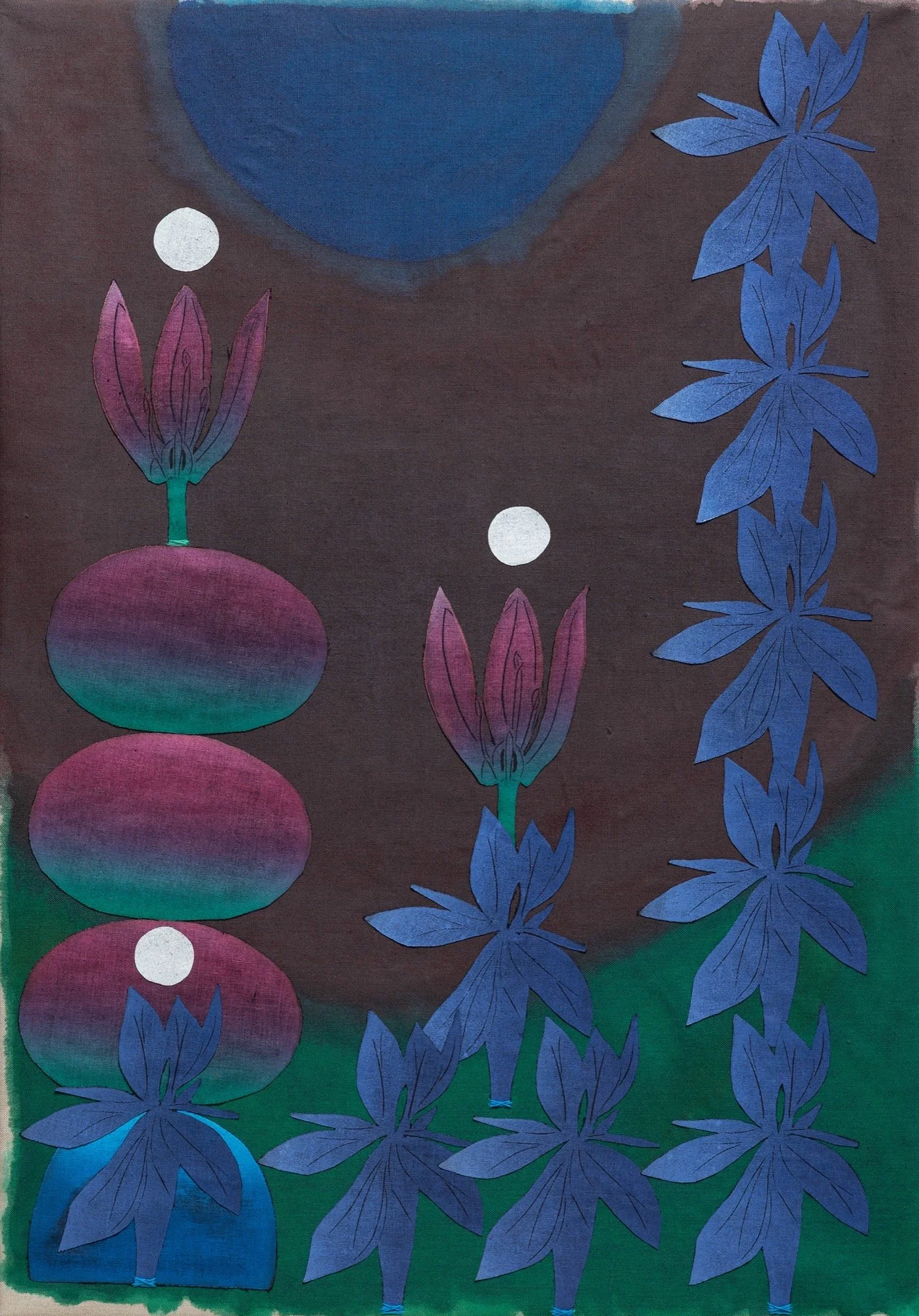 Yanira Vissepo 
 Water Meadow , 2025 
Acrylic, oil relief, embroidery on linen 
72 x 216 in (182.9 x 548.6 cm)