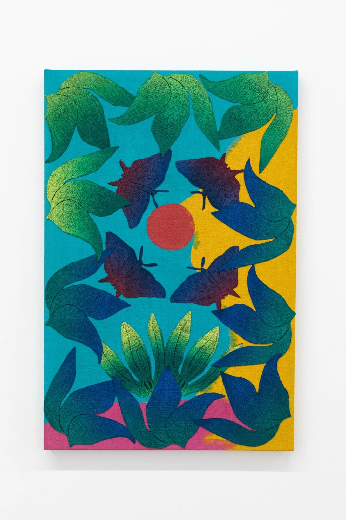 Yanira Vissepó 
 Sun worship , 2026 
Acrylic, oil relief on raw linen  
24 x 16 in (61 x 40.6 cm)