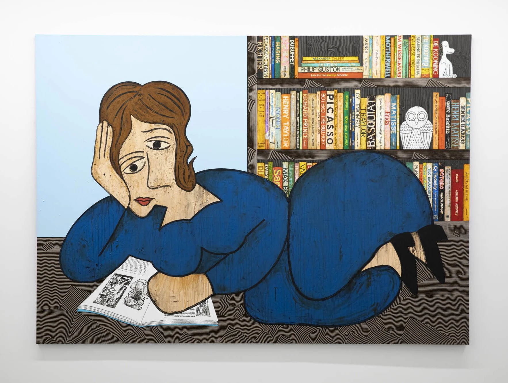 Jonathan Edelhuber 
 The Reading Room , 2025 
Acrylic on canvas 
80 x 112 in (203.2 x 284.5 cm) 
IN9667