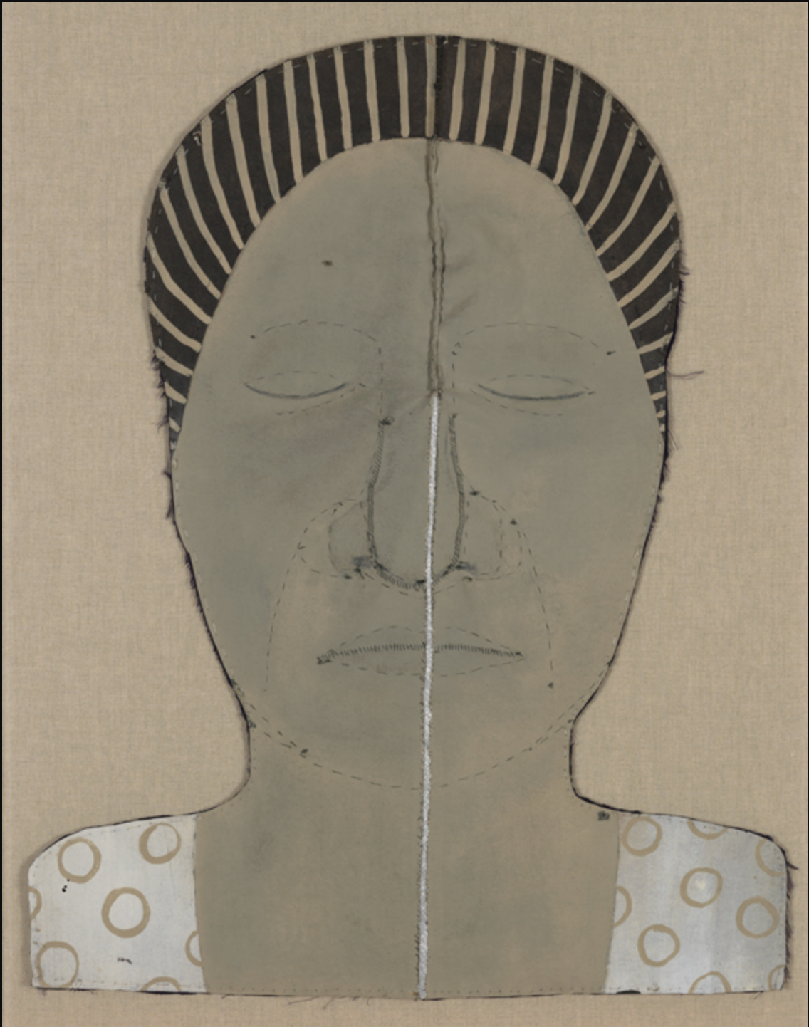 Alicia Henry 
 Untitled (Brown Cloth Face) , Early 21st Century 
Mixed media and fabric 
27 x 21 in (68.6 x 53.3 cm) 
Collection of the Pennsylvania Academy of the Fine Arts, Philadelphia