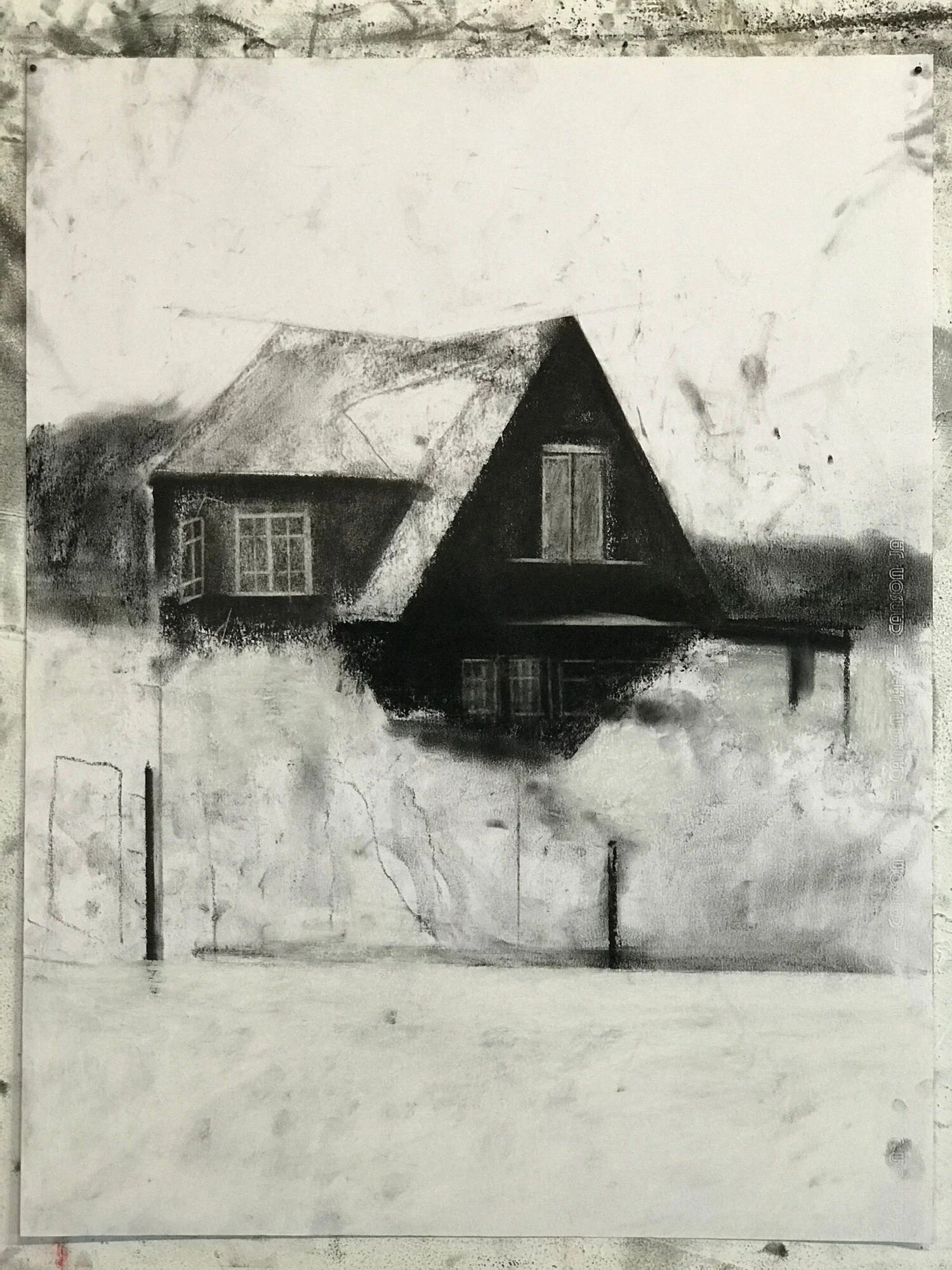 Greg Klassen 
 Dacha , 2020 
pastel and charcoal on paper 
26 x 22 in  (66 x 55.9 cm) 
IN8512