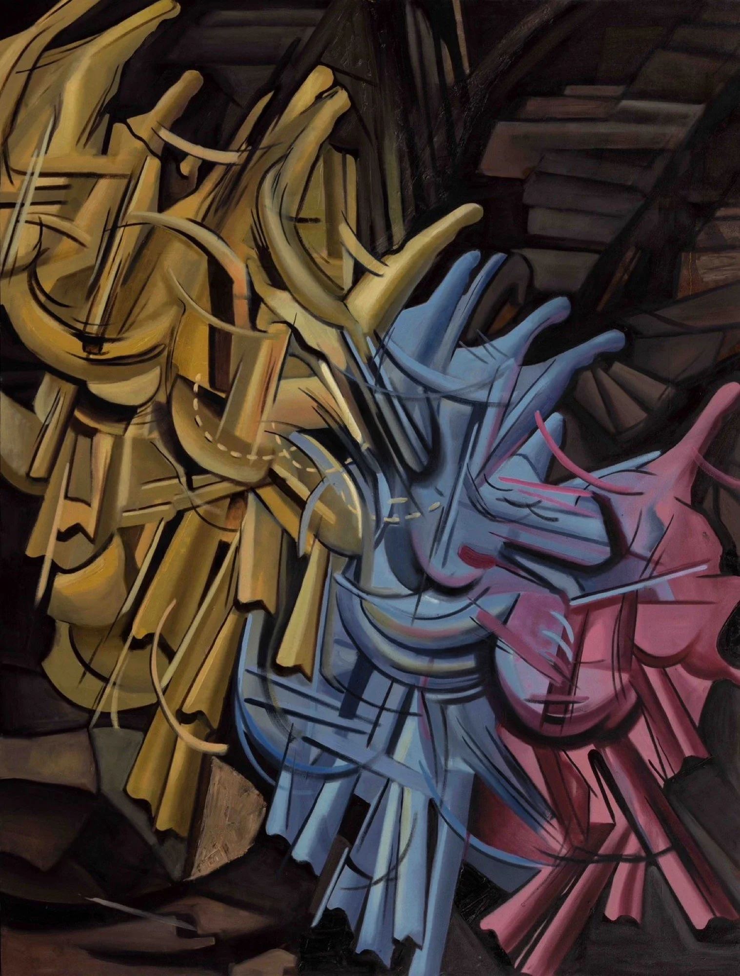 Esteban Ocampo-Giraldo 
 Colombia Descending a Staircase  
Oil on canvas 
84 x 64 in (213.4 x 162.6 cm) 
IN11742