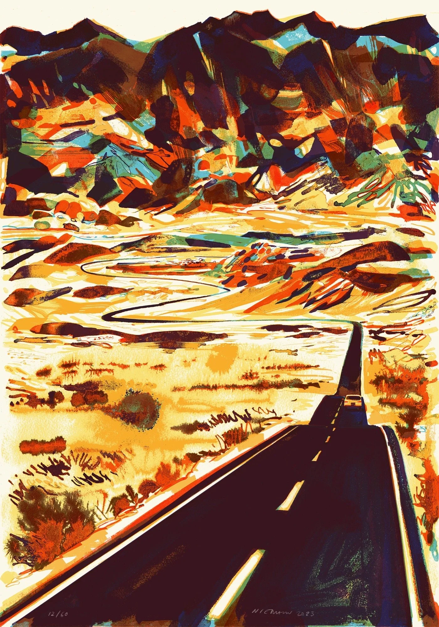 Christoph Niemann 
 Road Trip (day) , 2023 
Silkscreen 
39.4 x 27.6 in (100 x 70 cm)