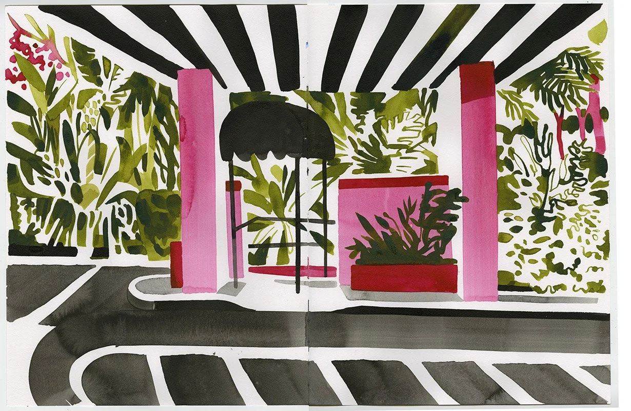 Christoph Niemann 
 Beverly Hills Hotel , 2017 
Ink on paper 
14 x 21.1 in  (35.5 x 53.5 cm) 
IN7831