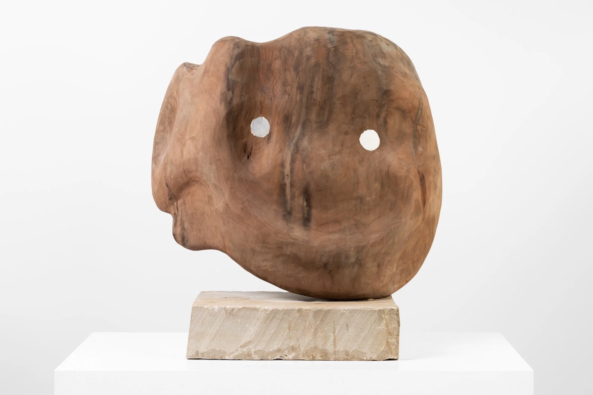 Dan Mandelbaum 
 Mask , 2026 
Wood, limestone, and epoxy 
25 x 21 x 12 in (63.5 x 53.3 x 30.5 cm) 
IN11532