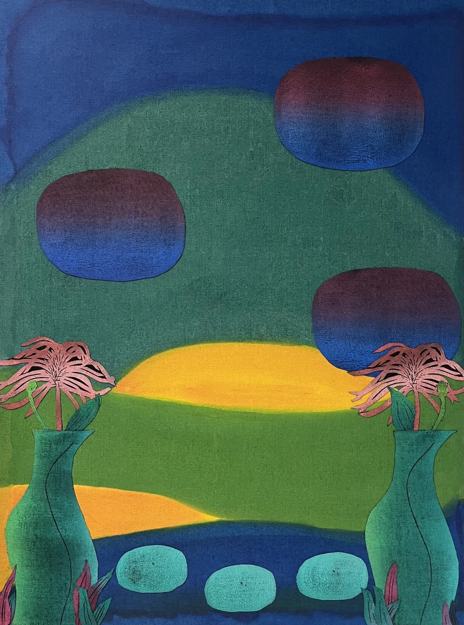 Yanira Vissepo 
 On The Mountainside By The River , 2026 
Acrylic, oil relief on linen 
32 x 24 in (81.3 x 61 cm) 
IN10823