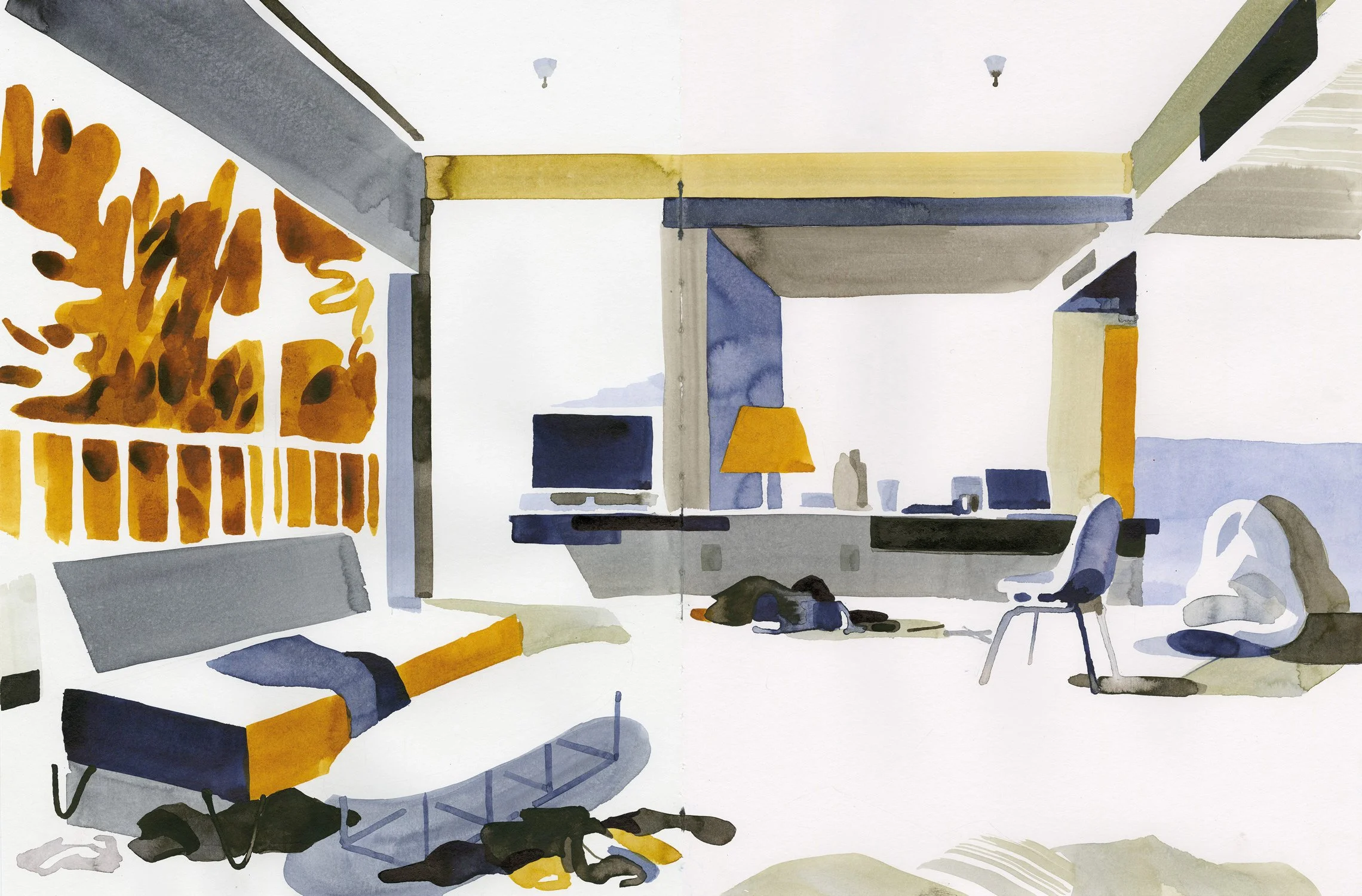 Christoph Niemann 
 Hotel Room , 2017 
Ink on paper 
14 x 21.1 in  (35.5 x 53.5 cm) 
IN7830