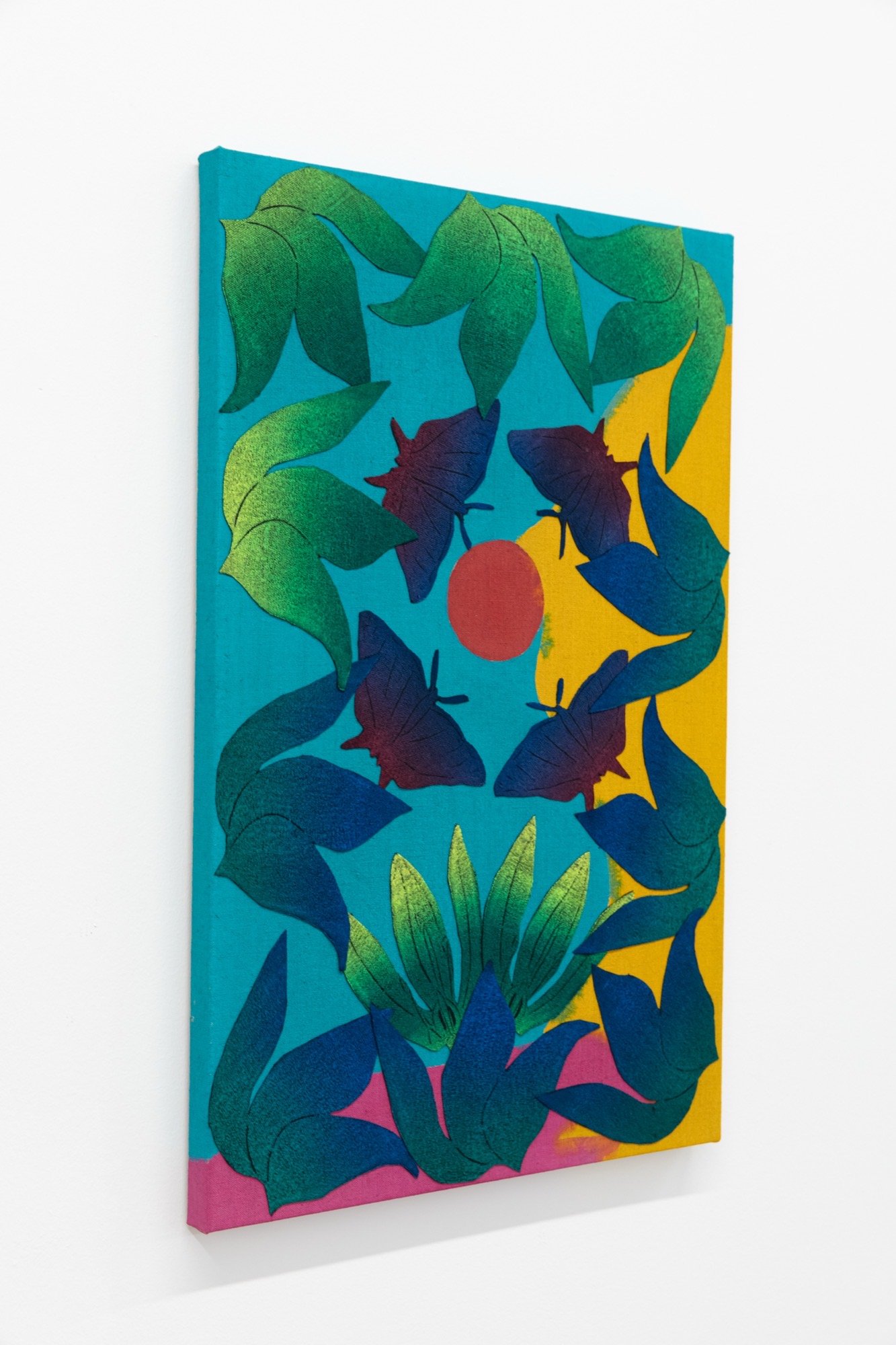 Yanira Vissepó 
 Sun Worship , 2026 
Acrylic, oil relief on raw linen  
24 x 16 in (61 x 40.6 cm) 
IN12069
