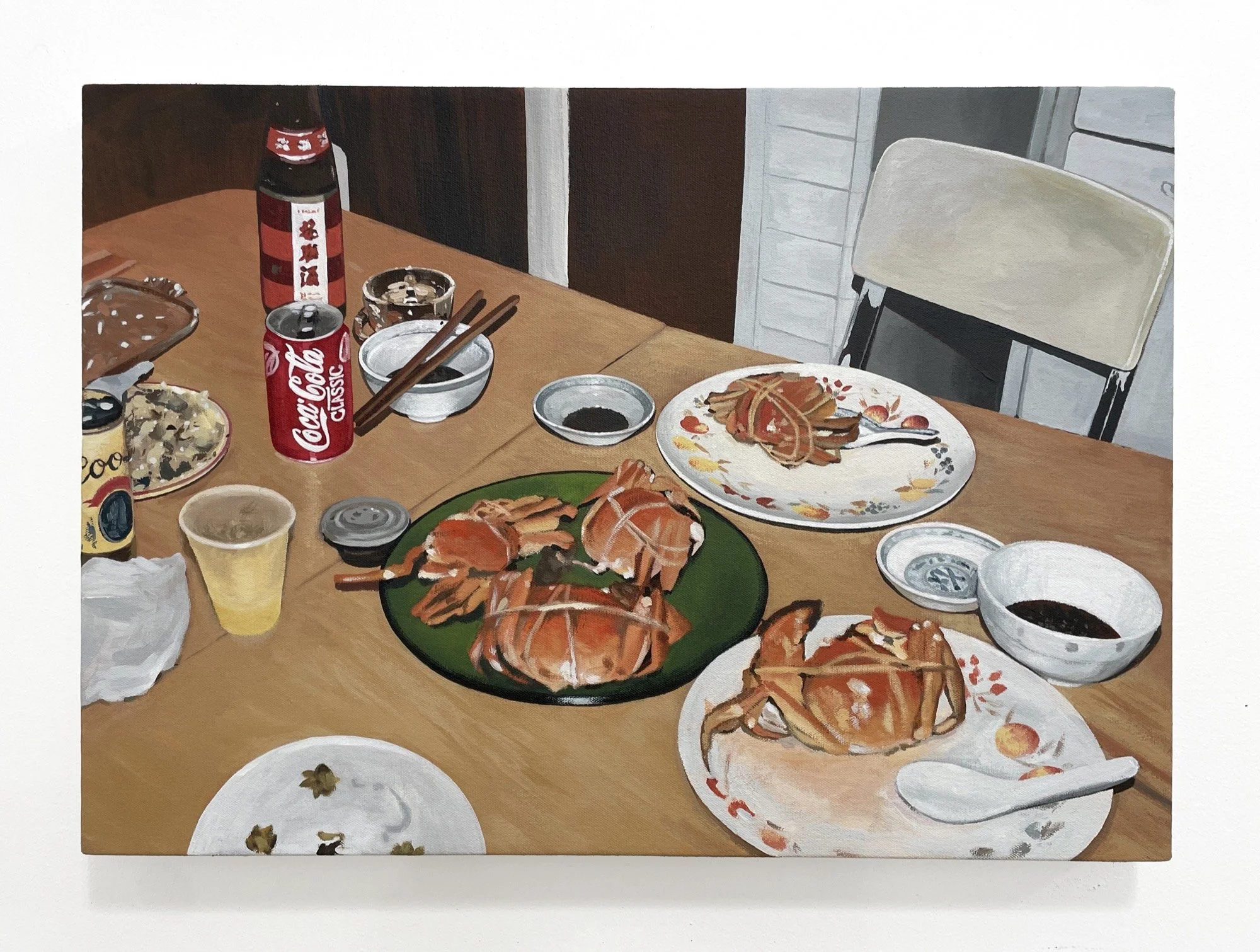 Louise Jones 
 Another Crab Dinner , 2025 
Acrylic on canvas 
24 x 30 in (61 x 76.2 cm)