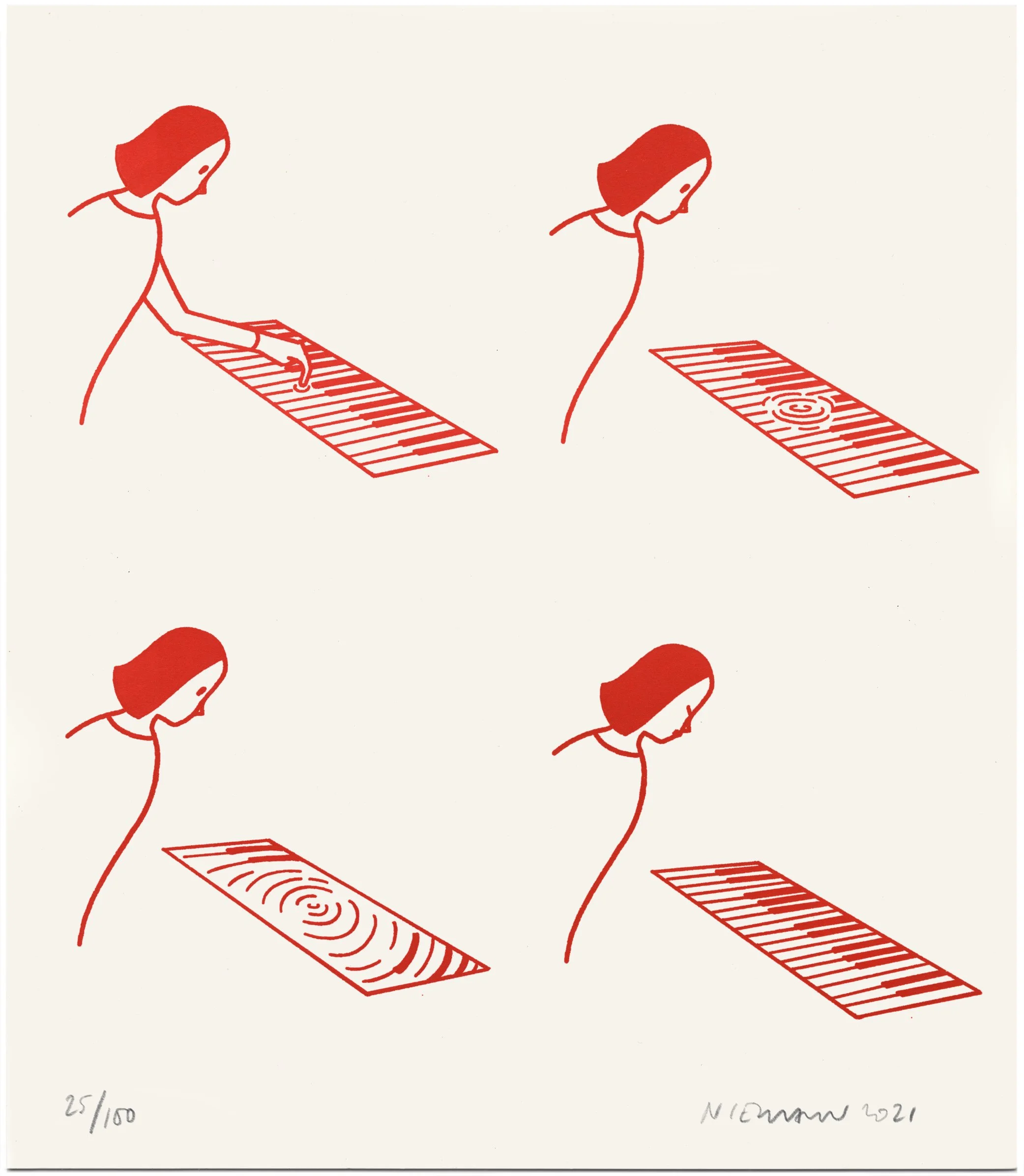 Christoph Niemann 
 Moment Musical , 2021 
1 color letterpress print 
15.8 x 13.8 in (40.1 x 35.1 cm)