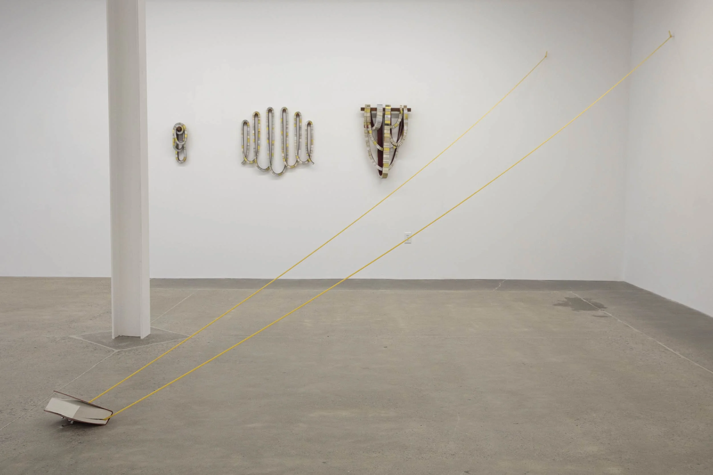 Installation view with works by Lucas Dupin and Miquel Braceli