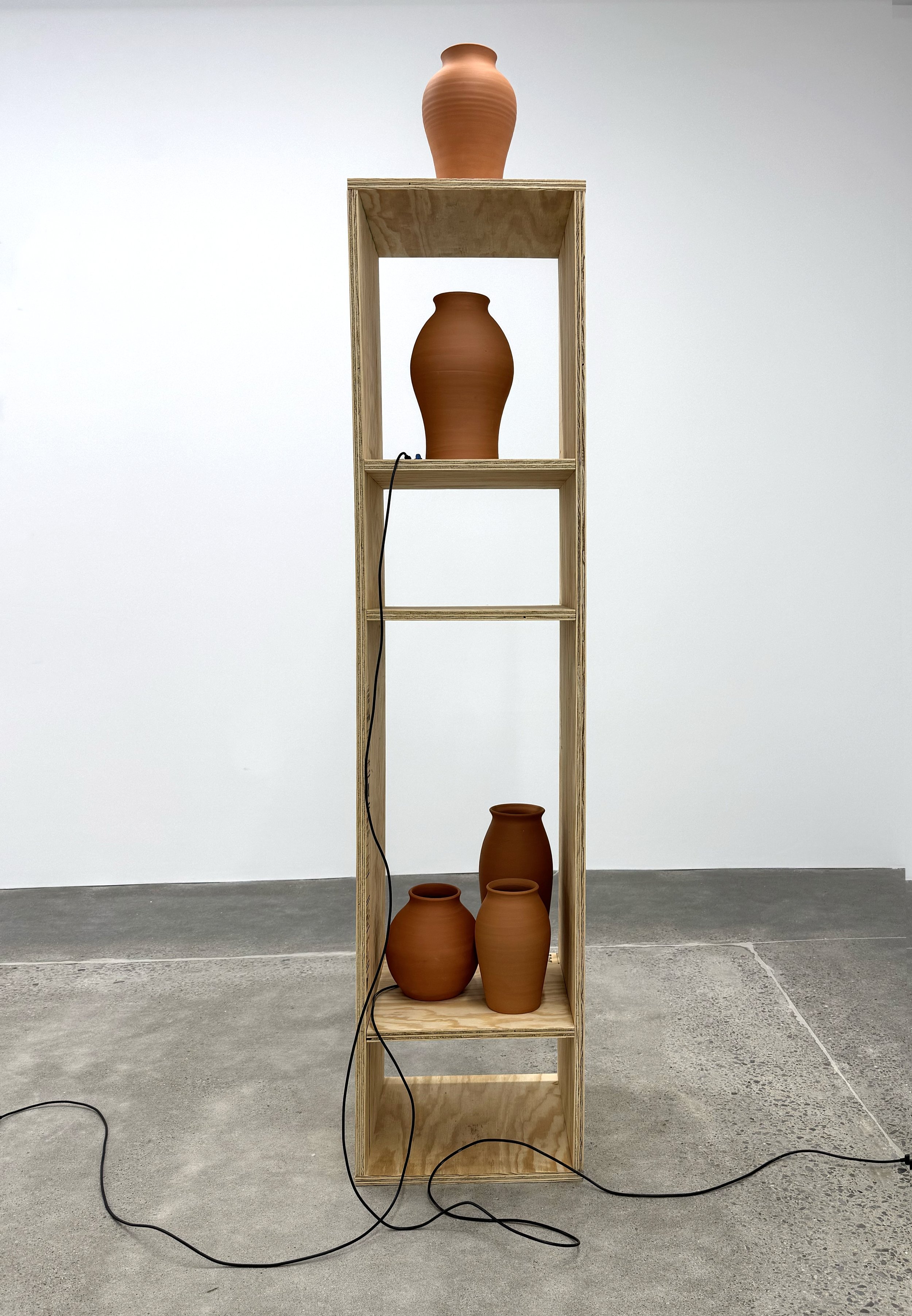 Raheleh Filsoofi
The Excerpts of the Earth , 2025
Ceramics, plywood, wires and speakers
78 x 15.75 x 16 in (198.1 x 40 x 40.6 cm)
IN9487