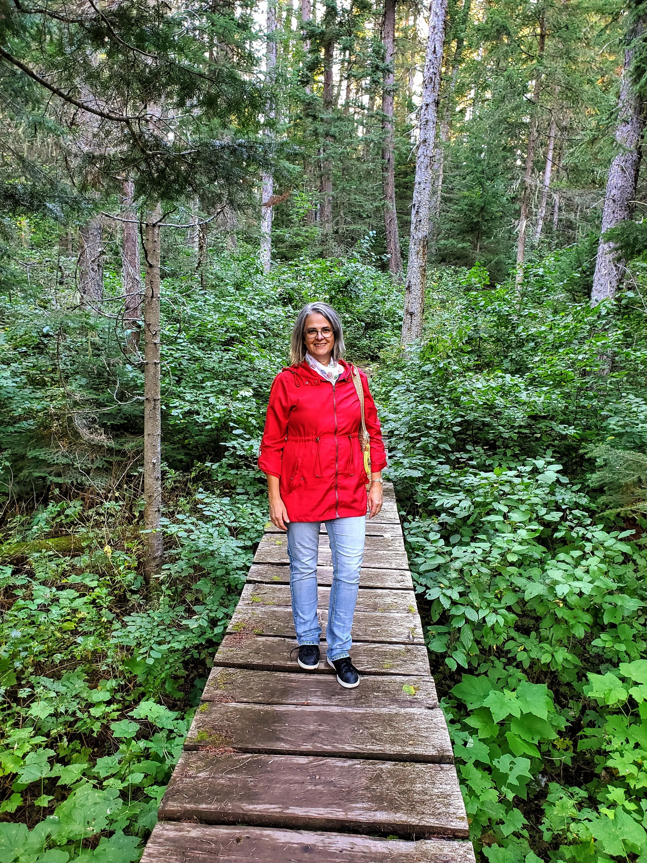 Trudy on Pidherny Trail bridge