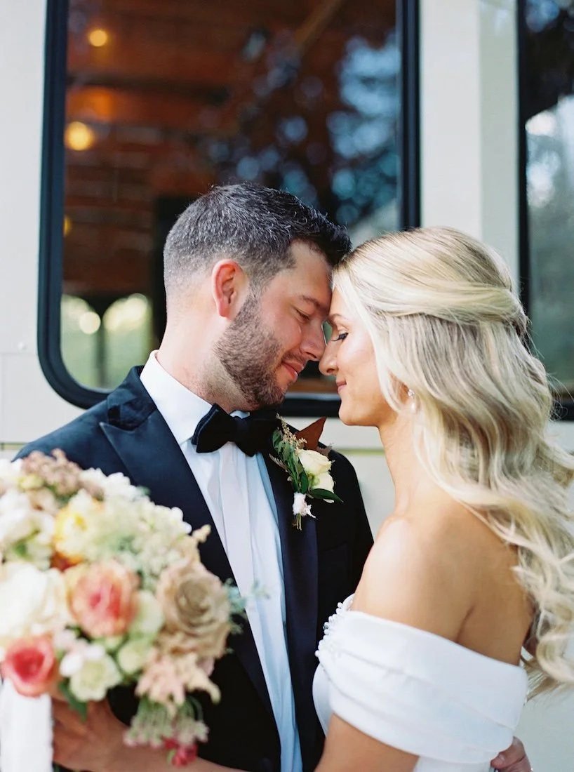 close up portrait of a bride and groom at boxwood estate in mocksville nc
