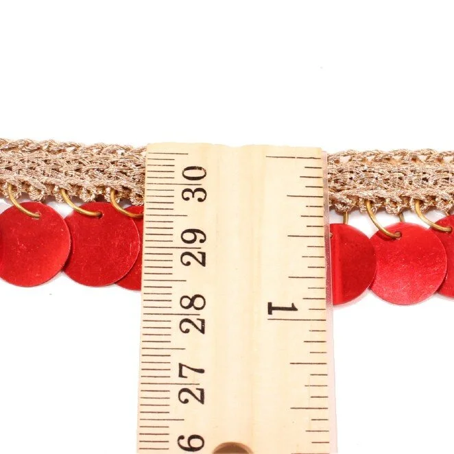 CHILL Round Sequin Dangle Trim in Red — Emblaze Specialty Embellishments