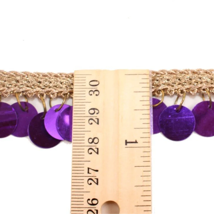 CHILL Round Sequin Dangle Trim in Purple — Emblaze Specialty Embellishments