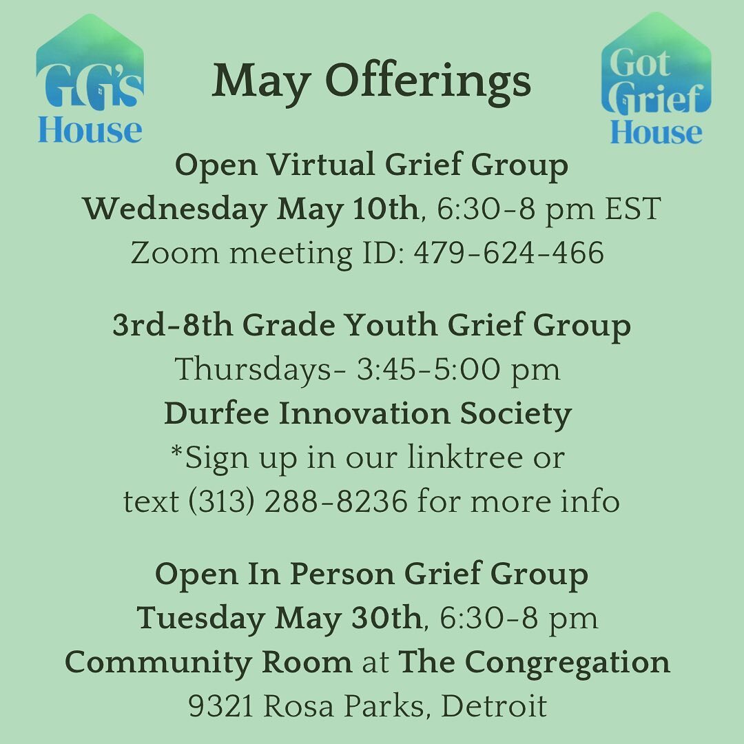 Tomorrow our monthly programming starts! Drop in FREE sessions ❤️

Online group tomorrow! Thursdays the youth group and as usual, in person group at @thecongregationdetroit 💐 where you can come get your flowers 💐