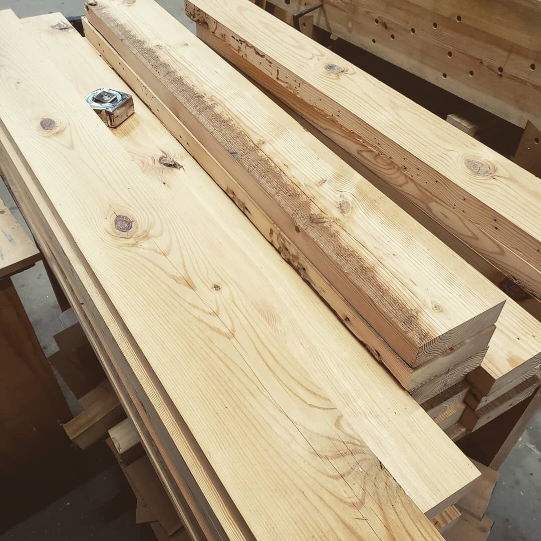 Making stair treads from reclaimed pine in the shop today. We specialize in custom runs of millwork for any size project.
