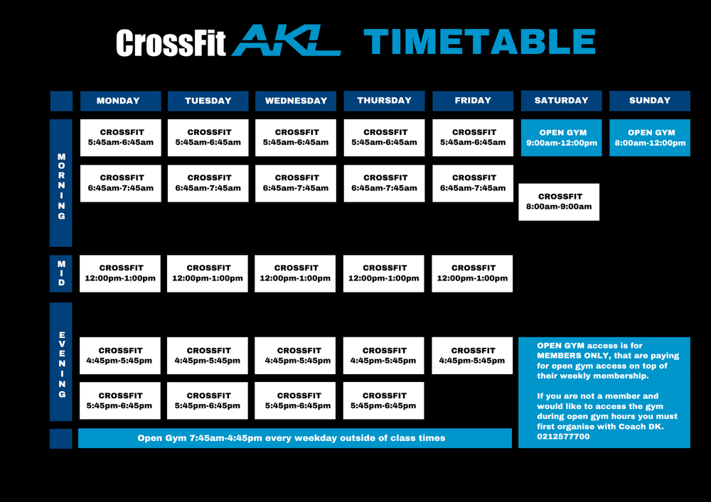 Timetable — CrossFit AKL